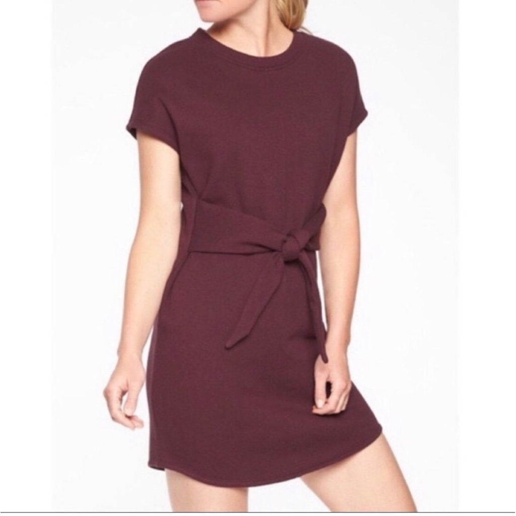 Athleta Purple Ambiance Embrace Tie Sweatshirt Dress Xs